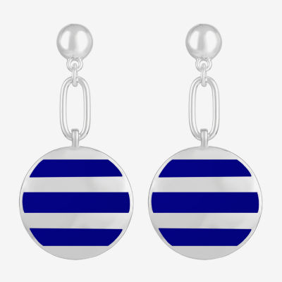 Liz Claiborne Paperclip Striped Enamel Drop Earrings
