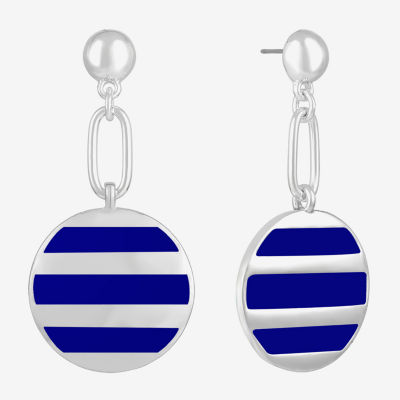 Liz Claiborne Paperclip Striped Enamel Drop Earrings
