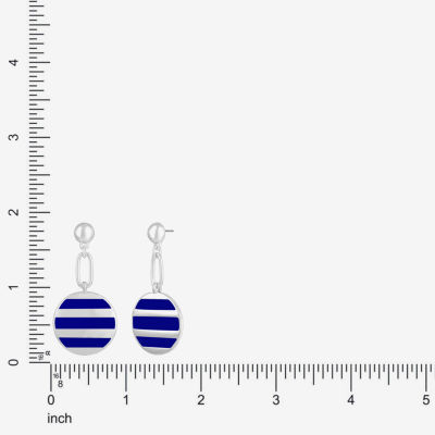 Liz Claiborne Paperclip Striped Enamel Drop Earrings