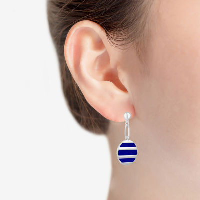 Liz Claiborne Paperclip Striped Enamel Drop Earrings