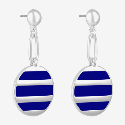 Liz Claiborne Paperclip Striped Enamel Drop Earrings