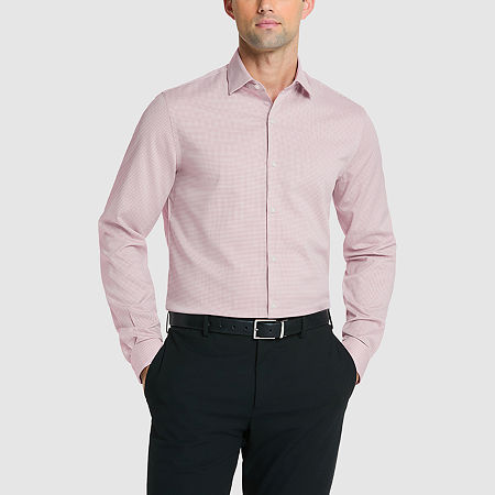 Van Heusen Comfort Performance Mens Slim Fit Stretch Fabric Wrinkle Free Long Sleeve Dress Shirt, 18-18.5 34-35, Pink