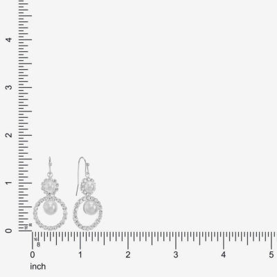 Monet Jewelry Timless Silver Tone Glass Simulated Pearl Round Drop Earrings
