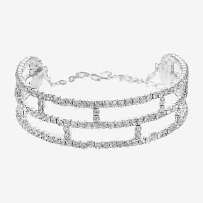 Monet Jewelry Silver Tone Womens Glass Cuff Bracelet