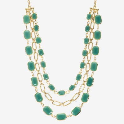 Liz Claiborne Multi Layer Gold Tone 18 Inch Collar Necklace