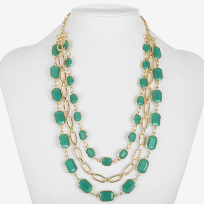 Liz Claiborne Multi Layer Gold Tone 18 Inch Collar Necklace