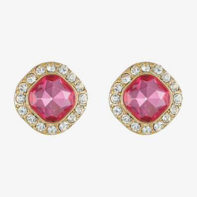 Monet Jewelry Halo Glass 18mm Cushion Stud Earrings