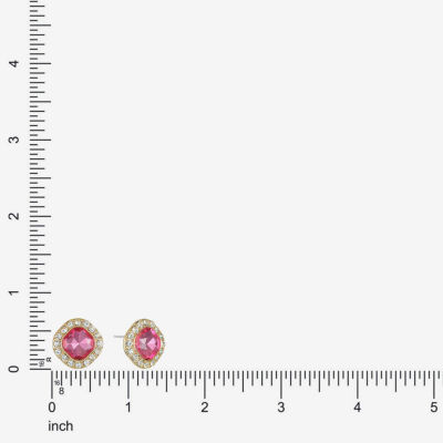 Monet Jewelry Halo Glass 18mm Cushion Stud Earrings