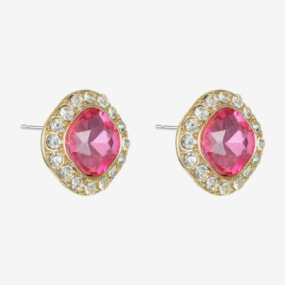 Monet Jewelry Halo Glass 18mm Cushion Stud Earrings
