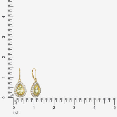 Monet Jewelry Halo Yellow Glass Pear Cushion Drop Earrings