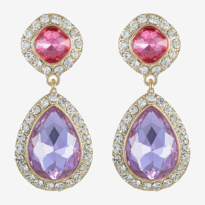 Monet Jewelry Halo Multi Color Glass Drop Earrings
