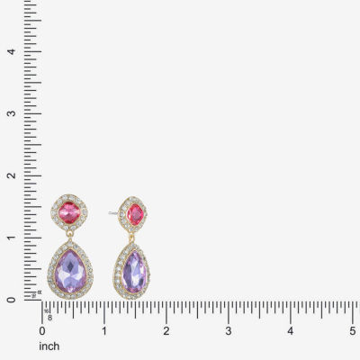 Monet Jewelry Halo Multi Color Glass Drop Earrings