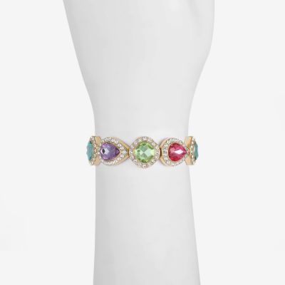 Monet Jewelry Halo Womens Blue Glass Pear Cushion Stretch Bracelet