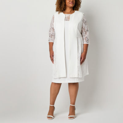 Maya Brooke Womens Jacket Dress Plus