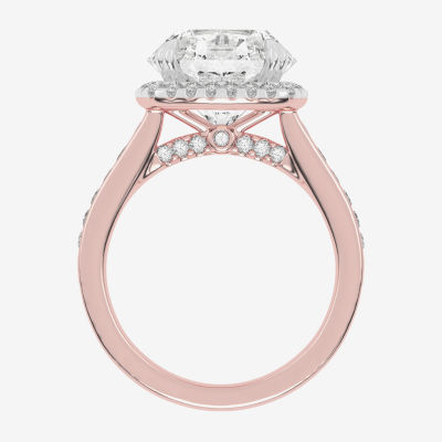 (G-H / Vs2-Si1) Womens 5 CT. T.W. Lab Grown White Diamond 14K White Gold Side Stone Halo Engagement Ring