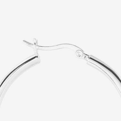 Womens Sterling Silver 35.5mm Round Hoop Earrings