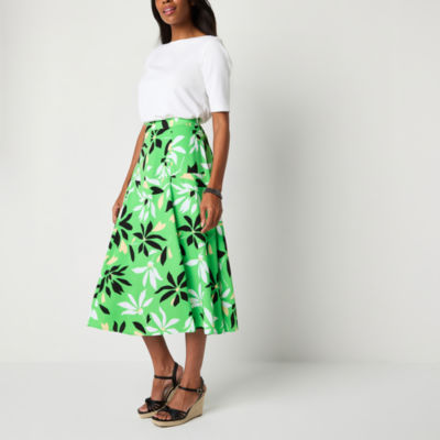 Liz Pelland Orange Floral Ribbon Skirt