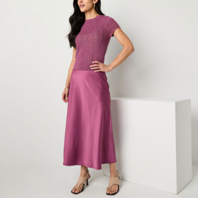 Worthington Womens Midi A-Line Skirt, Color: Damson Jam JCPenney