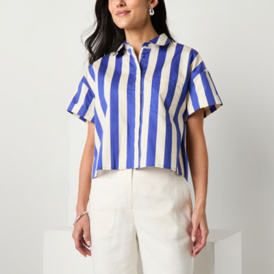 Worthington Womens Short Sleeve Blouse