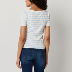 Women’s Short Sleeve Henley Tee – Soft, Stretchy Slim Fit Top With Button Detail For Casual Wear
