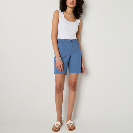 a.n.a Womens 9" Mid Rise Chino Short, 4, Blue