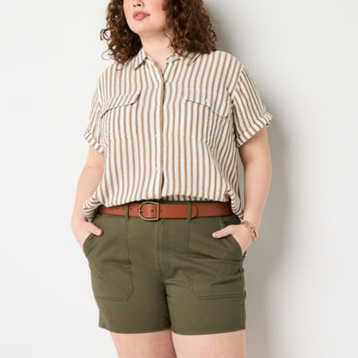 a.n.a. Womens Highest Rise 4.5" Utility Chino Short - Plus