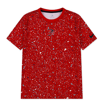Nike 3BRAND by Russell Wilson Big Kid Boys Crew Neck Short Sleeve Regular Fit Graphic T-Shirt, Small, Red