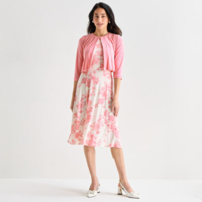 Danny & Nicole Womens Floral Midi Jacket Dress