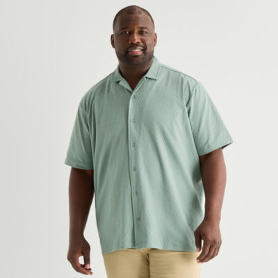 Stafford Jacquard Mens Short Sleeve Big and Tall Camp Shirt - JCPenney