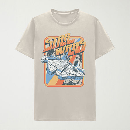 Mens Crew Neck Short Sleeve Classic Fit Star Wars Big and Tall Graphic T-Shirt, X-large Tall, Beige