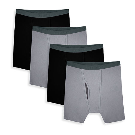 Fruit of the Loom Cool Zone Fly Mens 4 Pack Boxer Briefs, Small, Black