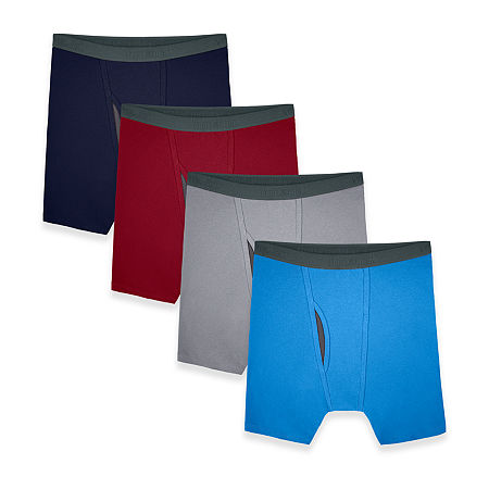 Fruit of the Loom Cool Zone Fly Mens 4 Pack Boxer Briefs, Small, Blue