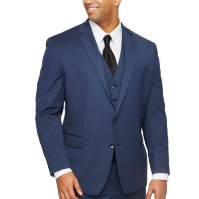 Shaquille O’Neal XLG Blue Solid Big and Tall Fit Stretch Suit Jacket