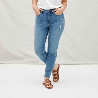 a.n.a Womens High Rise Ripped Skinny Ankle Jean