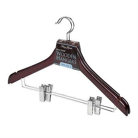 Kennedy International 2pc Wooden Hangers Hangers, One Size, Brown