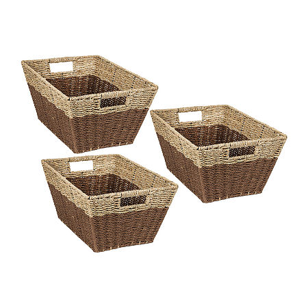 Honey-Can-Do Natural Seagrass Rectangle Nesting Storage System, One Size, Brown