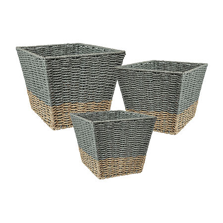 Honey-Can-Do Seagrass Square Storage System, One Size, Gray