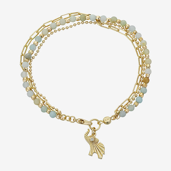 Footnotes Gold Plate Over Brass Amazonite Link Chain Bracelet