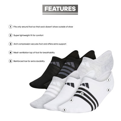 adidas Superlite Womens Breathable Multi-Pack 6 Pair Liner Socks