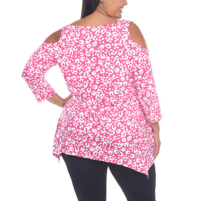 White Mark Plus Womens Scoop Neck 3/4 Sleeve Tunic Top