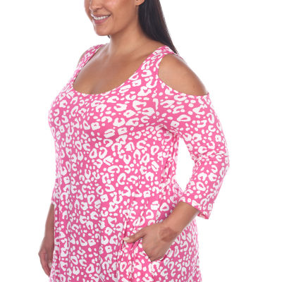 White Mark Plus Womens Scoop Neck 3/4 Sleeve Tunic Top