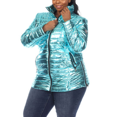 White Mark Womens Plus Water Resistant Midweight Puffer Jacket