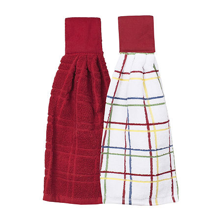 Ritz 2-pc. Solid And Multi Kitchen Tie Towel Set, One Size, Red