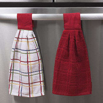 RITZ Terry Plaid Cotton Kitchen Towel and Dish Cloth Paprika Set