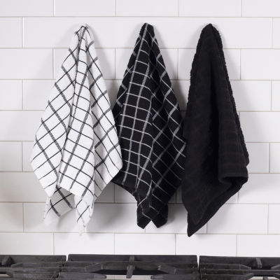 Ritz Black Cotton Kitchen Towel 3 Pk