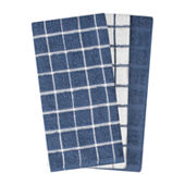 Martha Stewart Modern Waffle Kitchen Towel Set 6-Pack, Navy Blue, 16x28