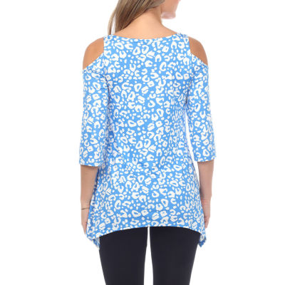 White Mark Womens Scoop Neck 3/4 Sleeve Tunic Top