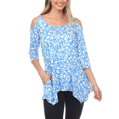 White Mark Womens Scoop Neck 3/4 Sleeve Tunic Top