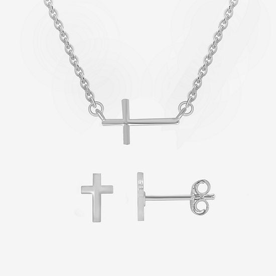 Itsy Bitsy Made With Recycled Sterling Silver 2-pc. Cross Jewelry Set