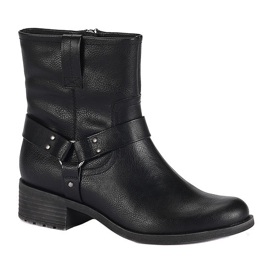 Frye and Co. Womens Elodie Stacked Heel Motorcycle Boots